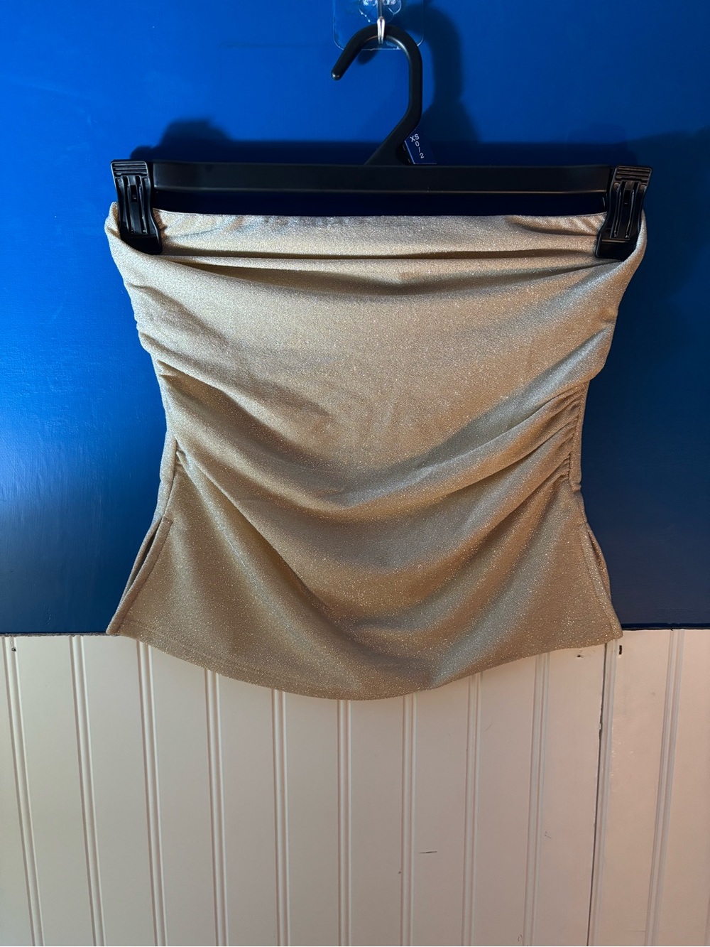 Women's Shimmery Gold Ruched Halter Top